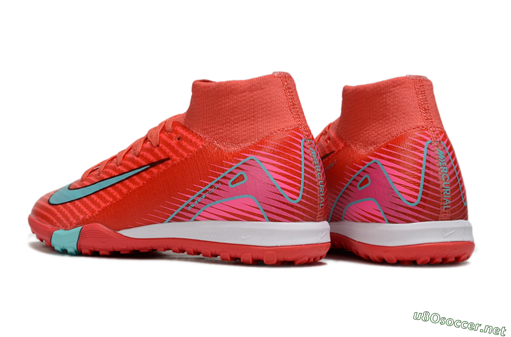 Kids Nike Air Zoom Mercurial Superfly 10 Elite TF Football Shoes - Red/Jade/Pink 5