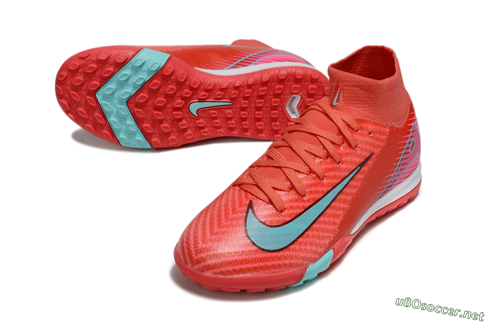 Kids Nike Air Zoom Mercurial Superfly 10 Elite TF Football Shoes - Red/Jade/Pink 3