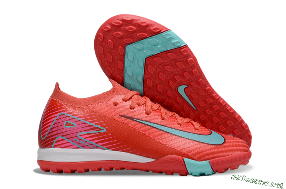 Kids Nike Air Zoom Mercurial Vapor 16 Elite TF Football Shoes - Red/Jade/White 2
