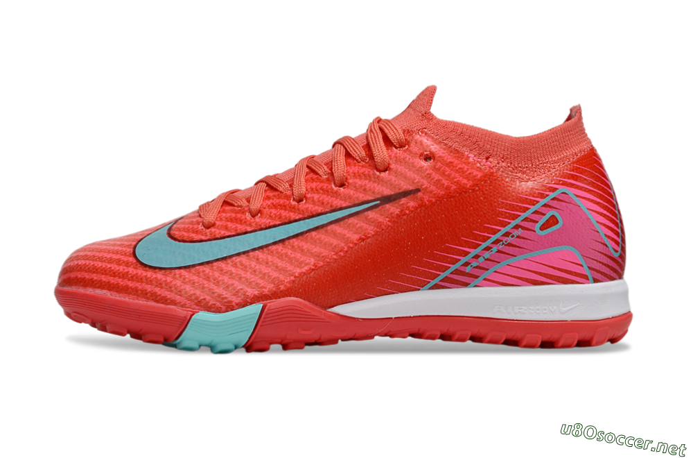 Kids Nike Air Zoom Mercurial Vapor 16 Elite TF Football Shoes - Red/Jade/White 0