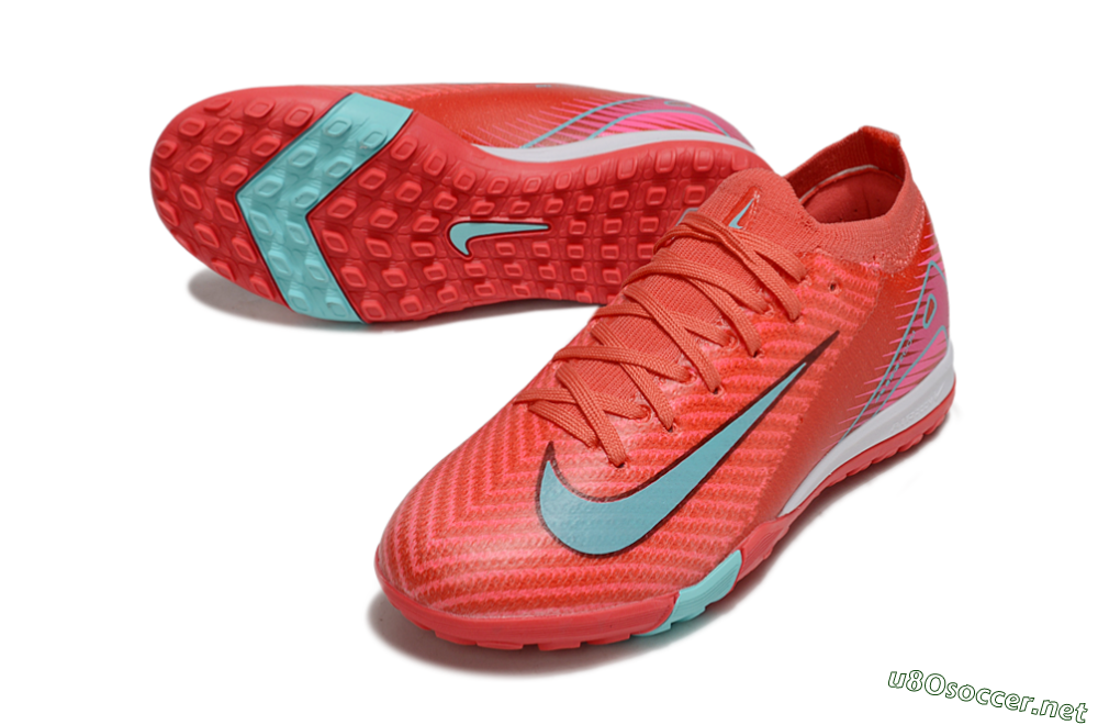 Kids Nike Air Zoom Mercurial Vapor 16 Elite TF Football Shoes - Red/Jade/White 3