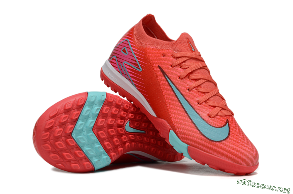 Kids Nike Air Zoom Mercurial Vapor 16 Elite TF Football Shoes - Red/Jade/White 1