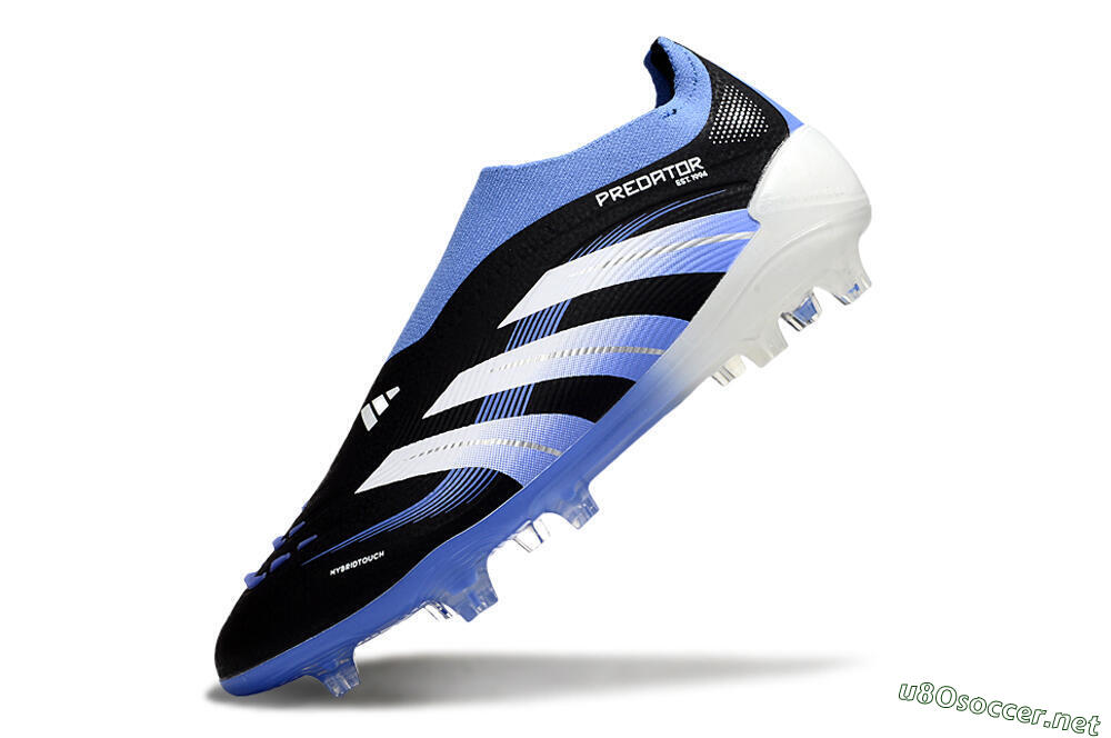 Unisex Adidas Predator 25 Elite Laceless FG Football Boots - Black/Blue/White 5