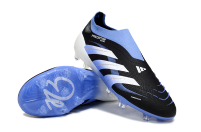 Unisex Adidas Predator 25 Elite Laceless FG Football Boots - Black/Blue/White