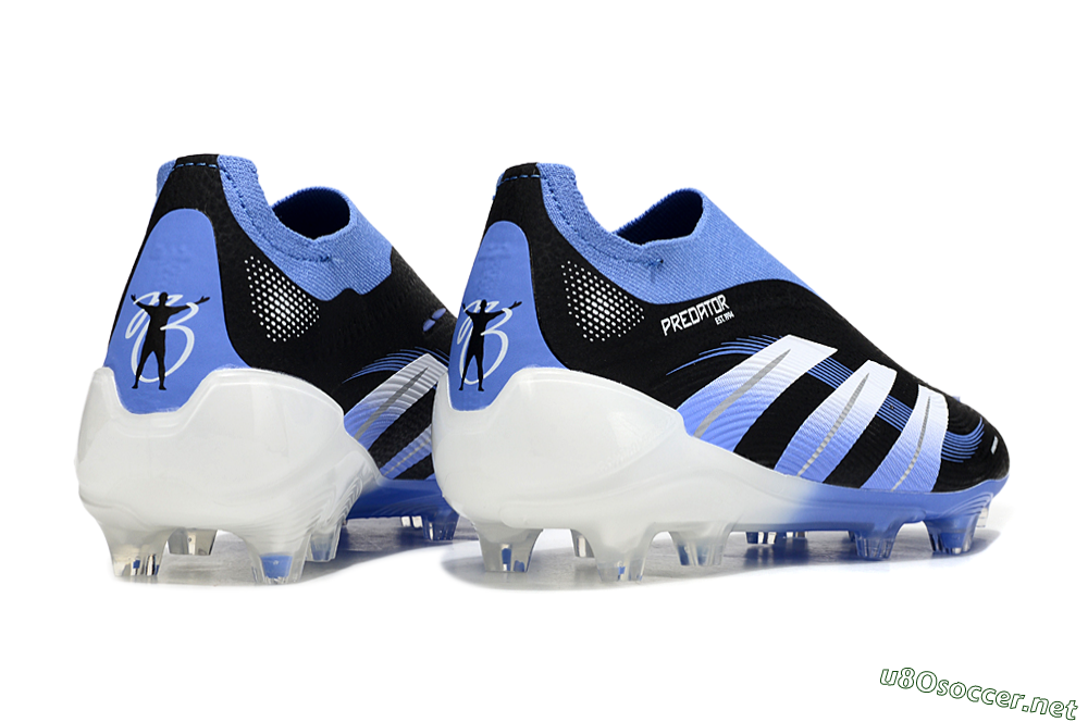 Unisex Adidas Predator 25 Elite Laceless FG Football Boots - Black/Blue/White 6