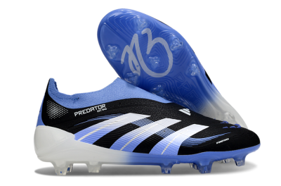 Unisex Adidas Predator 25 Elite Laceless FG Football Boots - Black/Blue/White
