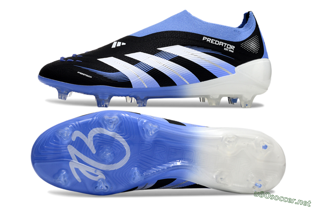 Unisex Adidas Predator 25 Elite Laceless FG Football Boots - Black/Blue/White 1