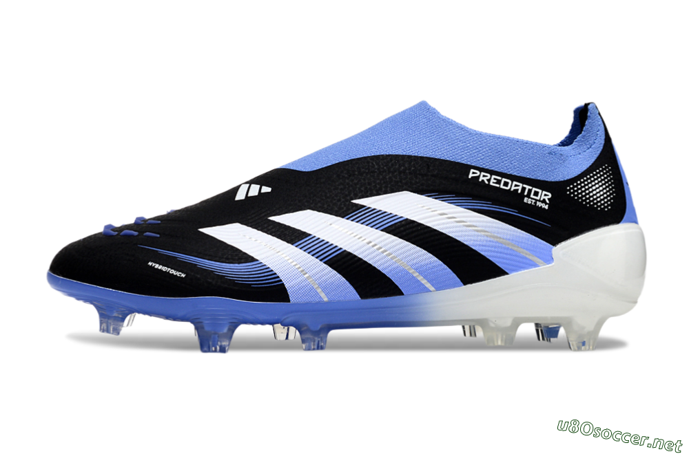 Unisex Adidas Predator 25 Elite Laceless FG Football Boots - Black/Blue/White 0