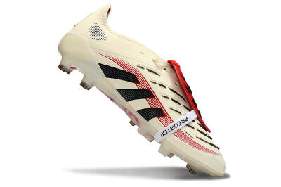 Unisex Adidas Predator 25 Elite Foldover Tongue AG Football Boots - White/Black/Red