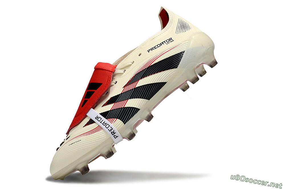 Unisex Adidas Predator 25 Elite Foldover Tongue AG Football Boots - White/Black/Red 5