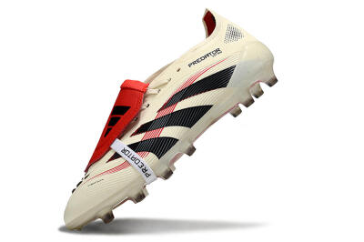 Unisex Adidas Predator 25 Elite Foldover Tongue AG Football Boots - White/Black/Red