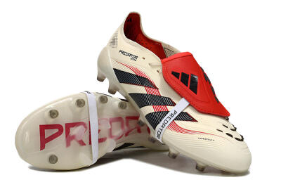 Unisex Adidas Predator 25 Elite Foldover Tongue AG Football Boots - White/Black/Red
