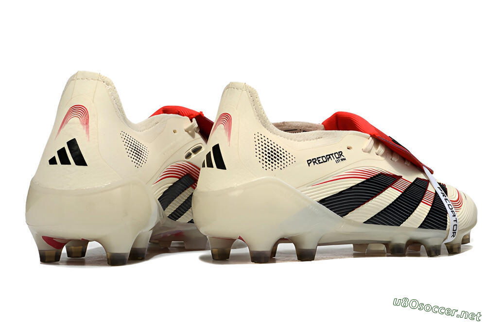 Unisex Adidas Predator 25 Elite Foldover Tongue AG Football Boots - White/Black/Red 6