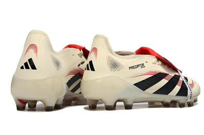 Unisex Adidas Predator 25 Elite Foldover Tongue AG Football Boots - White/Black/Red