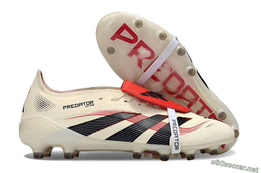 Unisex Adidas Predator 25 Elite Foldover Tongue AG Football Boots - White/Black/Red 2