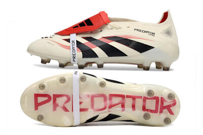 Unisex Adidas Predator 25 Elite Foldover Tongue AG Football Boots - White/Black/Red