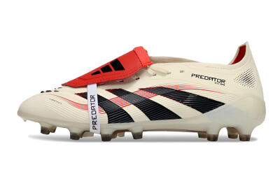 Unisex Adidas Predator 25 Elite Foldover Tongue AG Football Boots - White/Black/Red