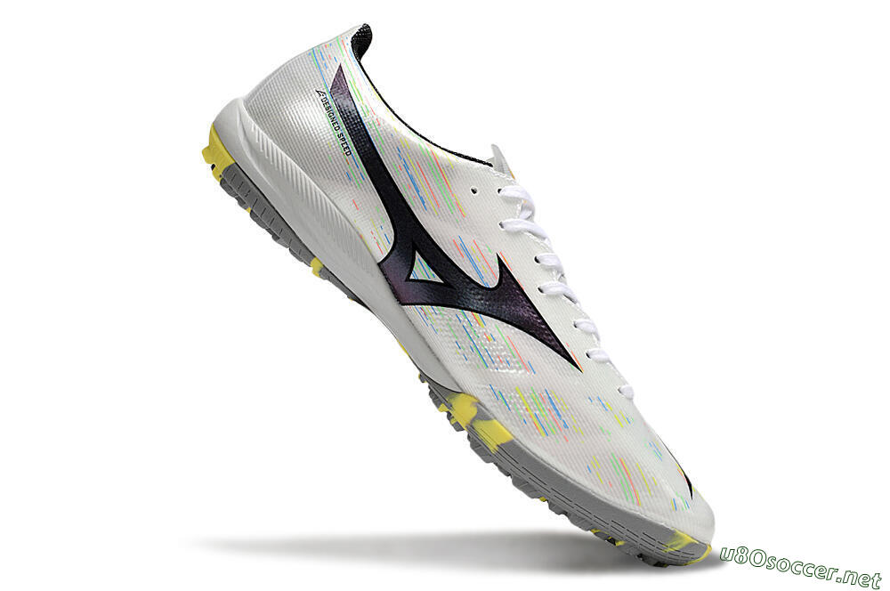 Men's Mizuno Alpha Beta TF Football Shoes - White/Pink/Yellow 4