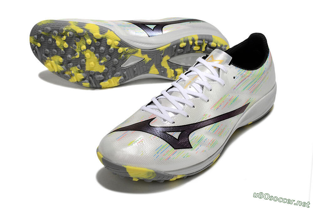 Men's Mizuno Alpha Beta TF Football Shoes - White/Pink/Yellow 3