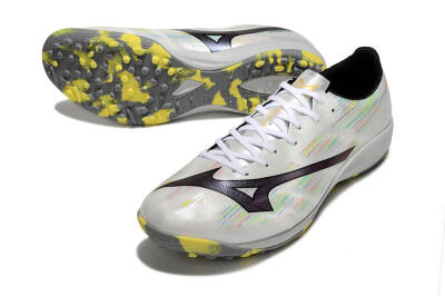 Men's Mizuno Alpha Beta TF Football Shoes - White/Pink/Yellow