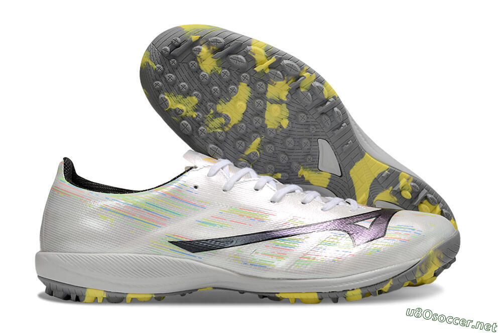 Men's Mizuno Alpha Beta TF Football Shoes - White/Pink/Yellow 2