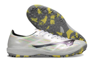 Men's Mizuno Alpha Beta TF Football Shoes - White/Pink/Yellow
