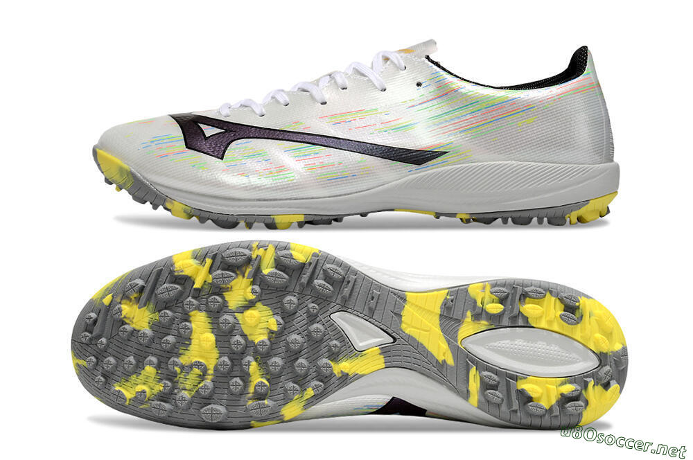 Men's Mizuno Alpha Beta TF Football Shoes - White/Pink/Yellow 1