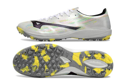 Men's Mizuno Alpha Beta TF Football Shoes - White/Pink/Yellow