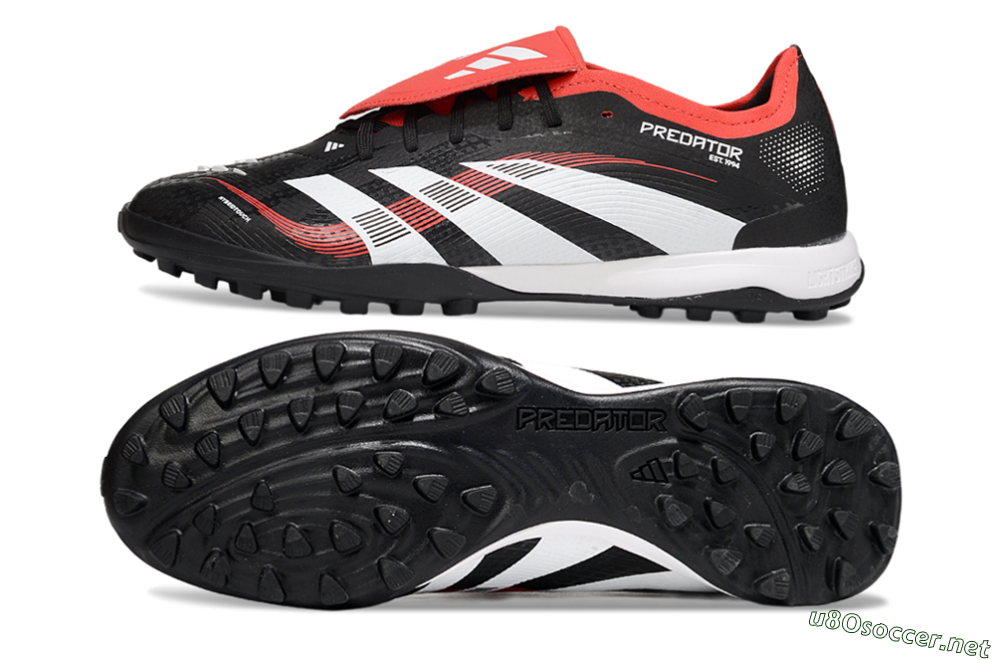 Men's Adidas Predator Elite Foldover Tongue TF Football Shoes - Black/White/Red 1