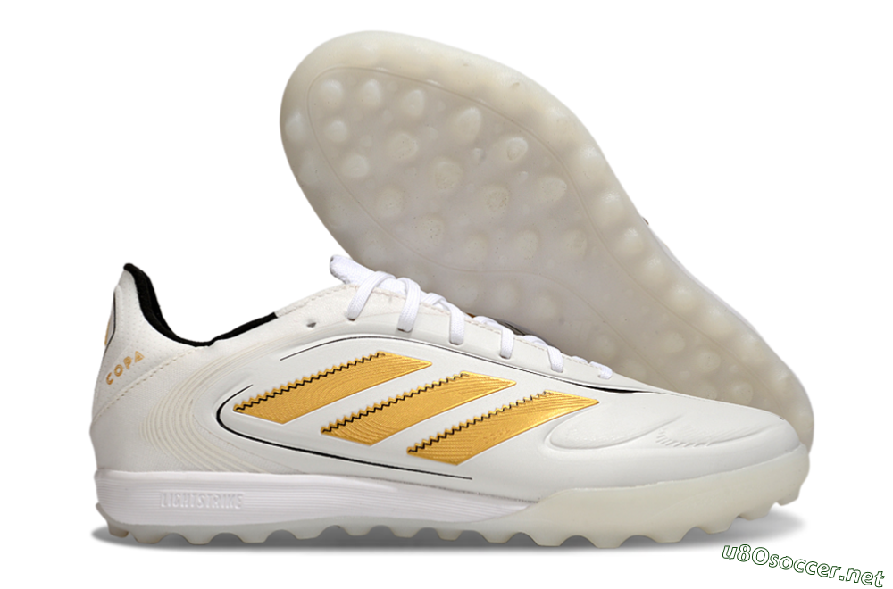 Men's Adidas Copa Pure 3 TF Football Shoes - White/Gold/Black 2