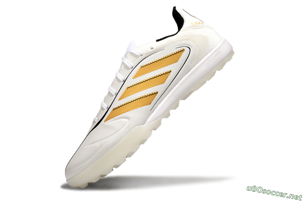 Men's Adidas Copa Pure 3 TF Football Shoes - White/Gold/Black 5