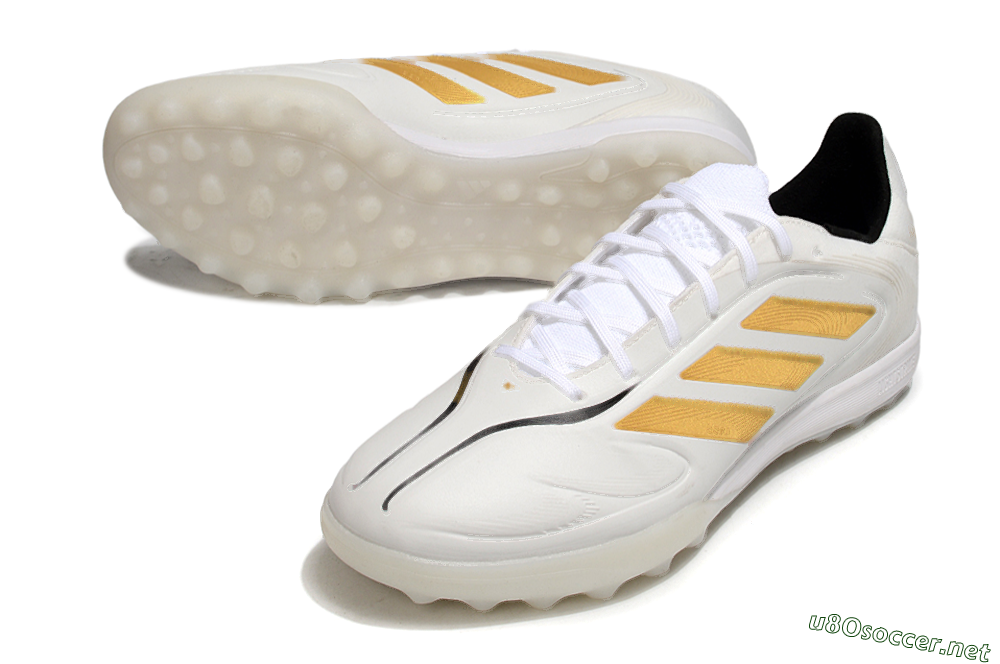 Men's Adidas Copa Pure 3 TF Football Shoes - White/Gold/Black 3