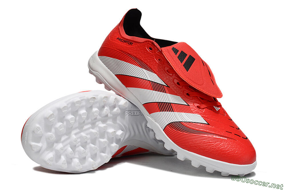 Unisex Adidas Predator 25 Elite Foldover Tongue TF Football Shoes - Red/White/Black 3