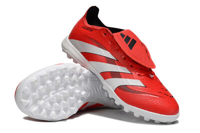 Unisex Adidas Predator 25 Elite Foldover Tongue TF Football Shoes - Red/White/Black