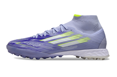 Men's Adidas F50 Elite Mid TF Football Shoes - Purple/Silver/Yellow