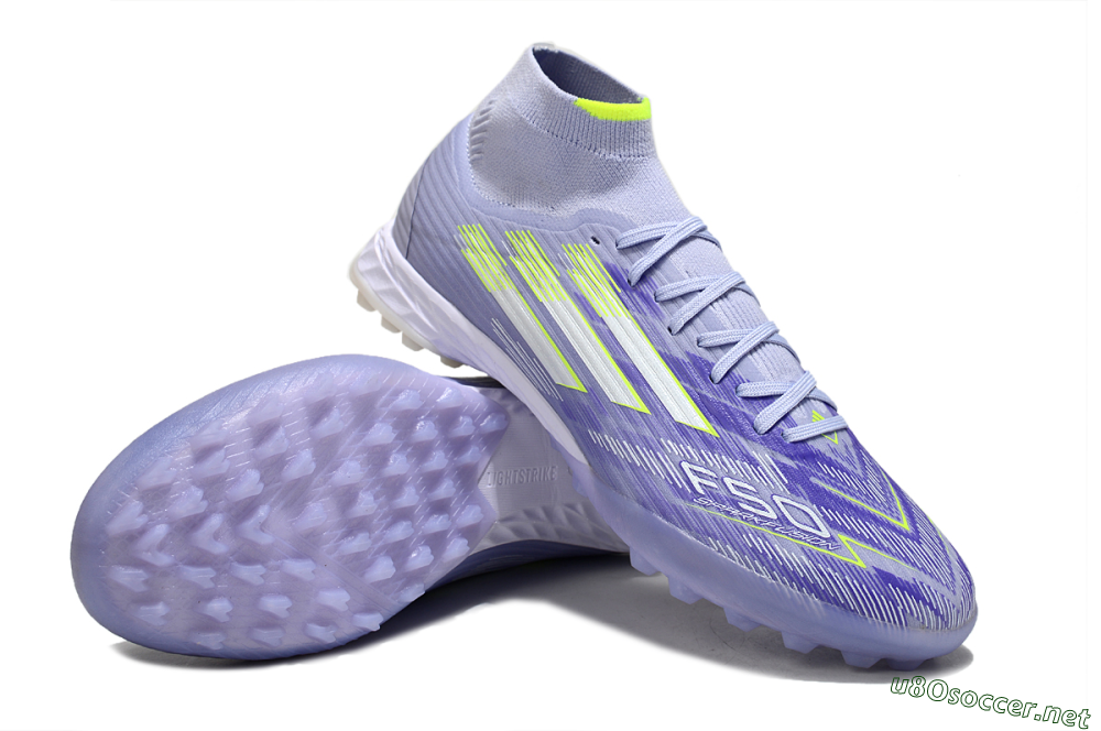 Men's Adidas F50 Elite Mid TF Football Shoes - Purple/Silver/Yellow 3