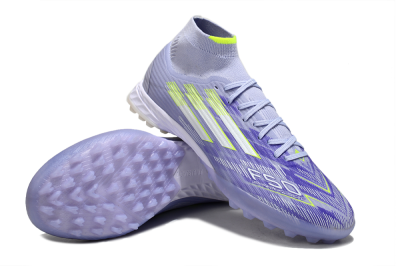 Men's Adidas F50 Elite Mid TF Football Shoes - Purple/Silver/Yellow