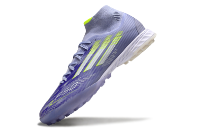 Men's Adidas F50 Elite Mid TF Football Shoes - Purple/Silver/Yellow