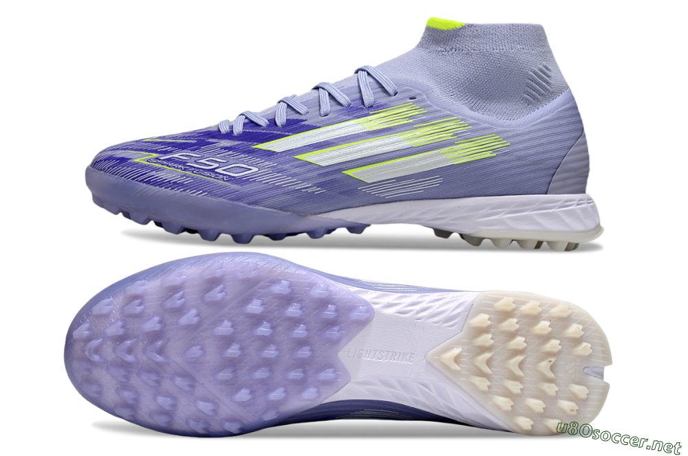 Men's Adidas F50 Elite Mid TF Football Shoes - Purple/Silver/Yellow 1