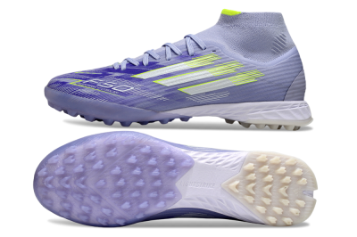 Men's Adidas F50 Elite Mid TF Football Shoes - Purple/Silver/Yellow