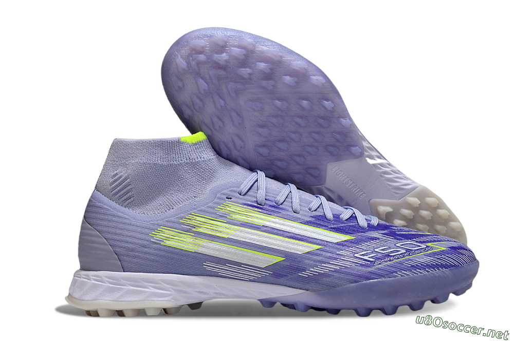 Men's Adidas F50 Elite Mid TF Football Shoes - Purple/Silver/Yellow 2