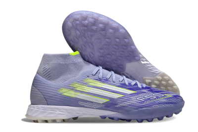 Men's Adidas F50 Elite Mid TF Football Shoes - Purple/Silver/Yellow
