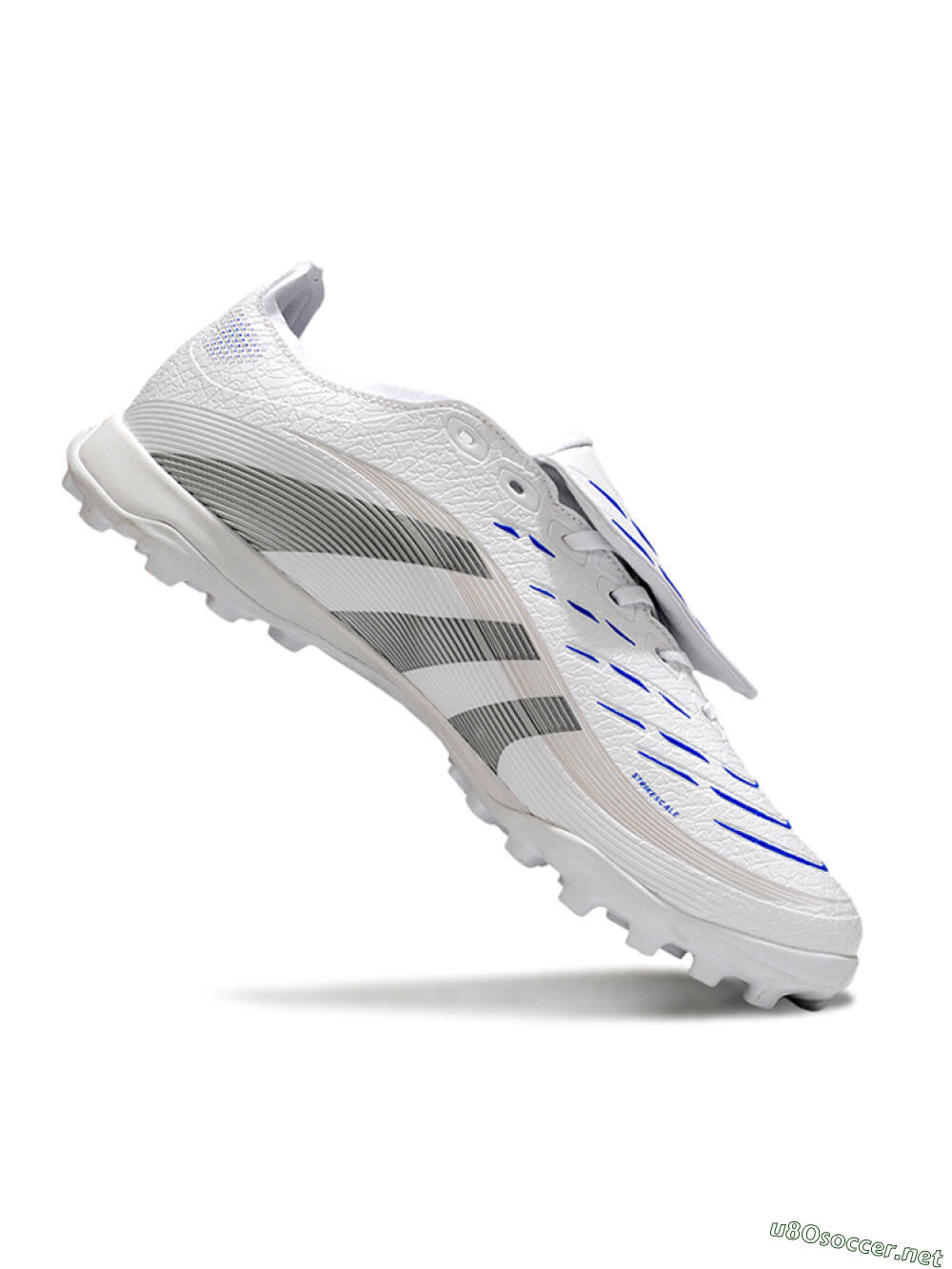 Unisex Adidas Predator 25 Elite Foldover Tongue TF Football Shoes - White/Silver/Blue 4
