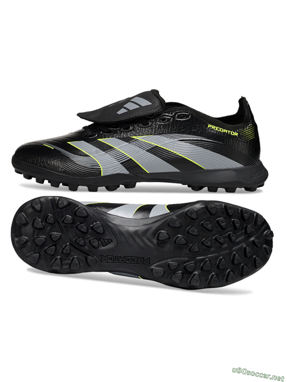 Unisex Adidas Predator 25 Elite Foldover Tongue TF Football Shoes - Black/Grey/Yellow 1