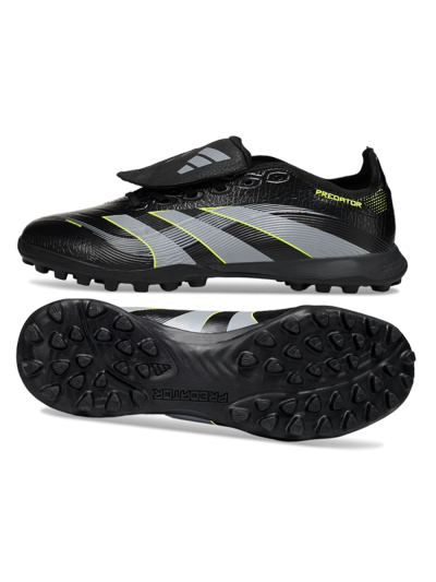 Unisex Adidas Predator 25 Elite Foldover Tongue TF Football Shoes - Black/Grey/Yellow