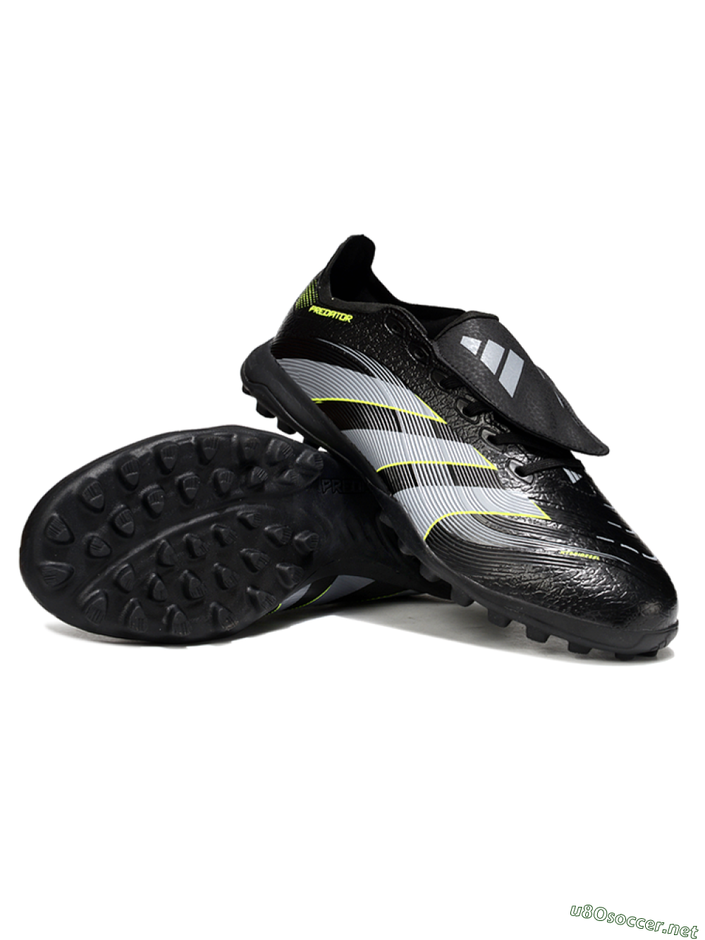 Unisex Adidas Predator 25 Elite Foldover Tongue TF Football Shoes - Black/Grey/Yellow 3