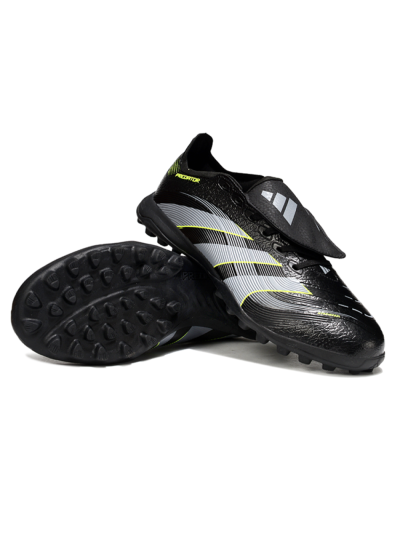 Unisex Adidas Predator 25 Elite Foldover Tongue TF Football Shoes - Black/Grey/Yellow