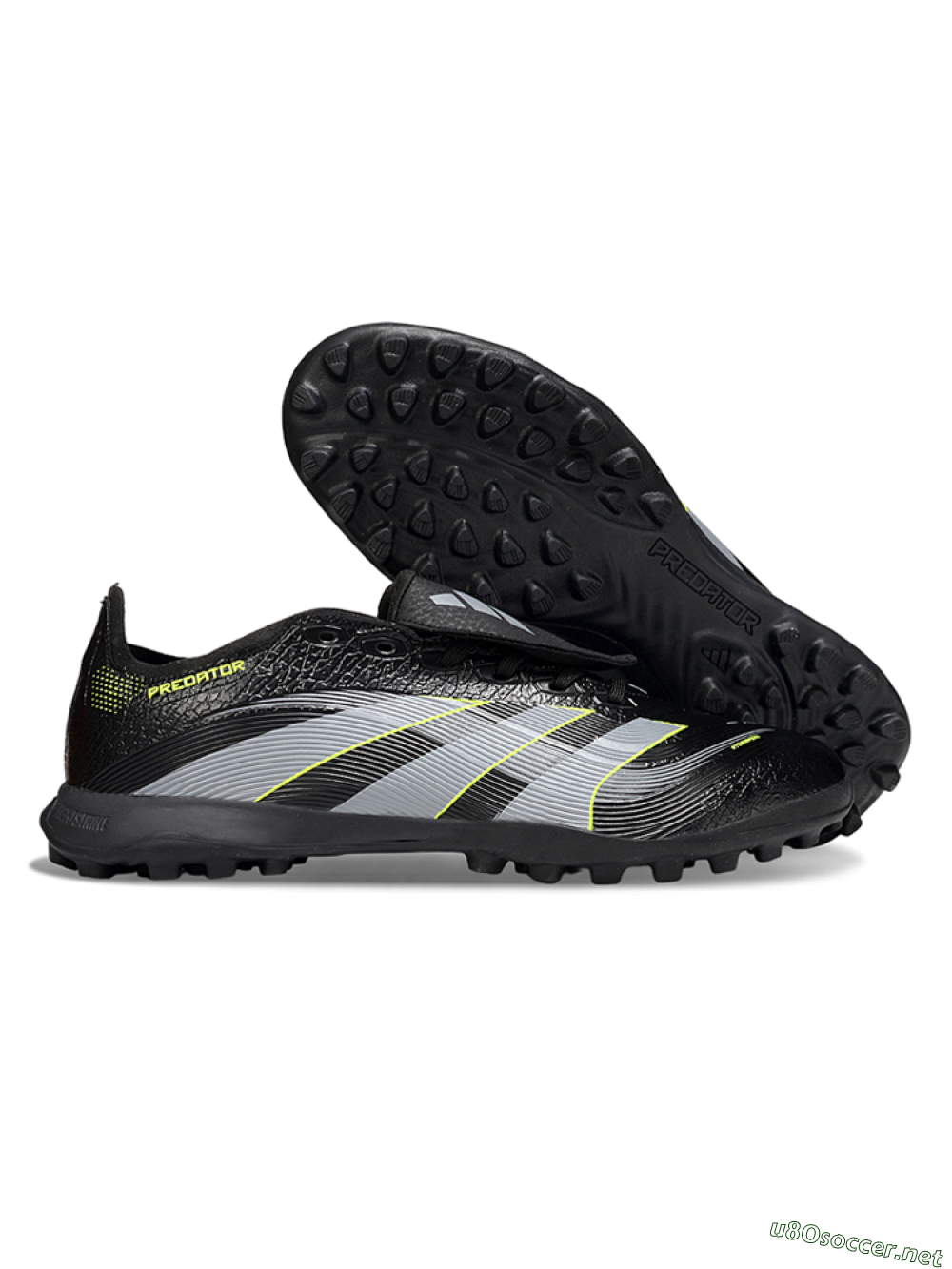 Unisex Adidas Predator 25 Elite Foldover Tongue TF Football Shoes - Black/Grey/Yellow 2