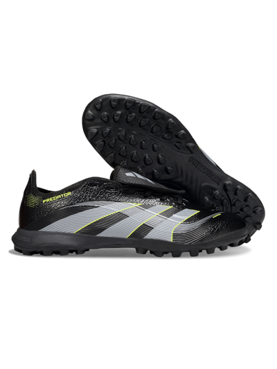 Unisex Adidas Predator 25 Elite Foldover Tongue TF Football Shoes - Black/Grey/Yellow