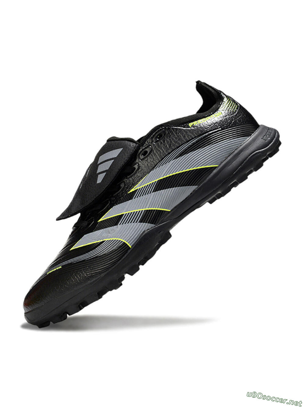 Unisex Adidas Predator 25 Elite Foldover Tongue TF Football Shoes - Black/Grey/Yellow 5